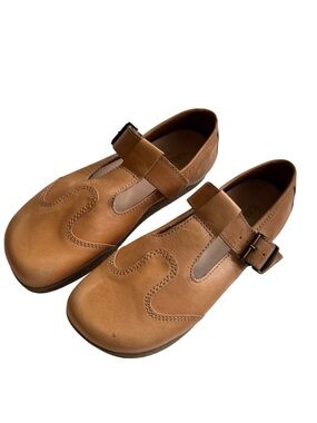 Women's Tan Leather Mary Jane Loafers